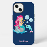 Mermaid Girl Cute Beach Narwhal Monogram