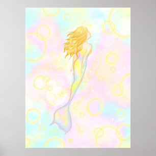 Mermaid Girl in the Pastel Lights Poster
