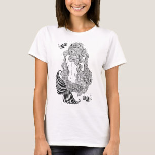 mermaid, girl, line art T-Shirt