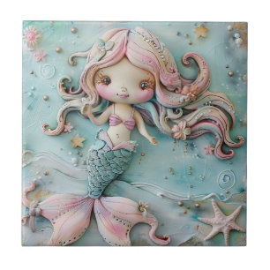 Mermaid Girl Ocean Ceramic Tile