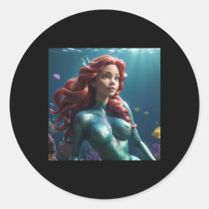 Mermaid Girl Sticker1  Classic Round Sticker