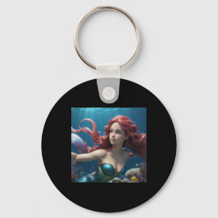 Mermaid Girl Sticker Key Ring