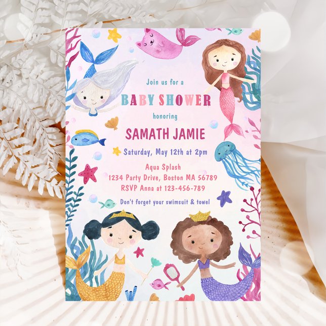 Mermaid Girl Under The Sea Baby Shower Party  Invitation (Creator Uploaded)