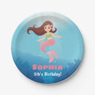 Mermaid Girl Under the Sea Birthday Party Supplies Paper Plate