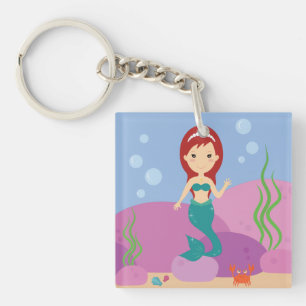 Mermaid girl underwater sea summer swim key ring