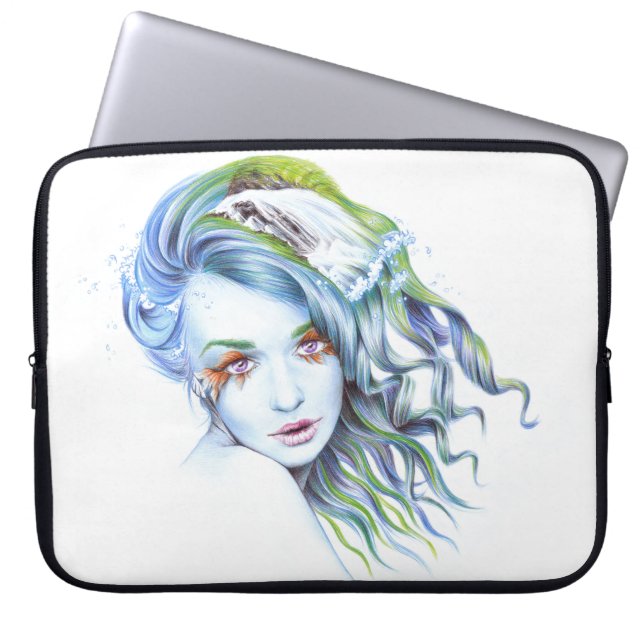 Mermaid girl Water woman Surreal Fantasy Portrait  Laptop Sleeve (Front)