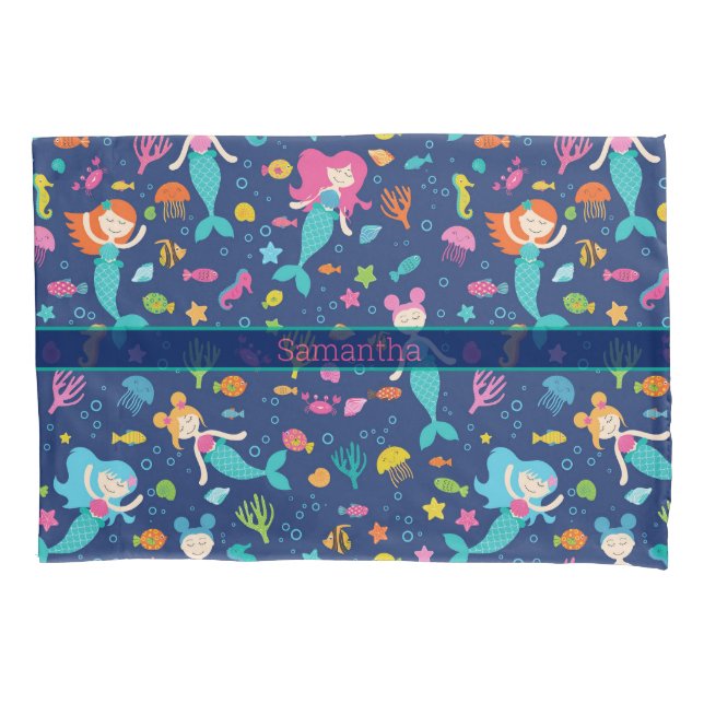 Mermaid Girls Under The Sea Personalised Pillowcase (Front)