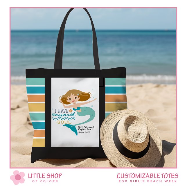Mermaid Girls Week at the Beach Personalised Tote Bag (Creator Uploaded)