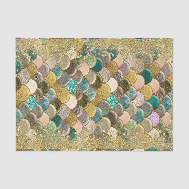 Mermaid Glam Ocean Sea Scales Glamour Glitter Chic Tissue Paper (Front)