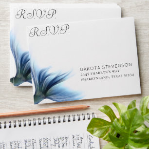 Mermaid Glam Scale Dusty Ice Blue Sheen Address Envelope