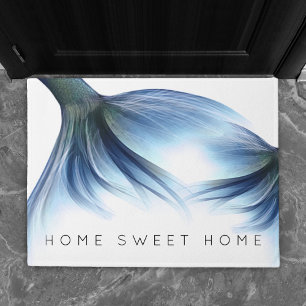 Mermaid Glam Tail Dusty Ice Blue Home Sweet Home Doormat