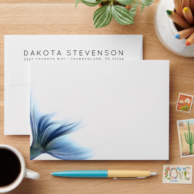 Mermaid Glam Tail | Dusty Ice Blue Lustre Address Envelope (Desk)