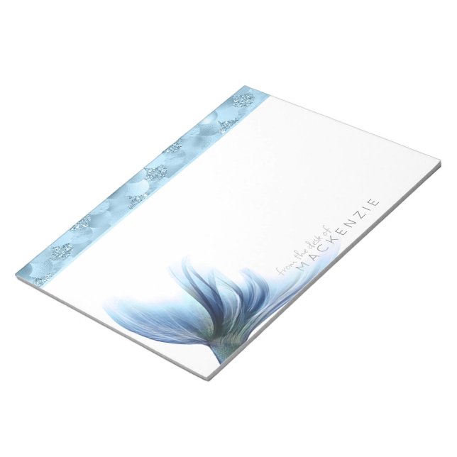 Mermaid Glam Tail | Dusty Ice Blue Lustre Custom Notepad (Angled)