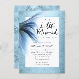 Mermaid Glam Tail   Dusty Ice Blue Lustre Shower Invitation