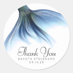Mermaid Glam Tail   Dusty Ice Blue Sheen Thank You Classic Round Sticker