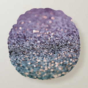 Mermaid Glitter Bokeh Glam 2 Round Cushion