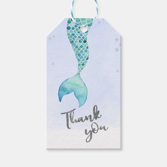 Mermaid Glitter Favour Thank you Tag (Front)
