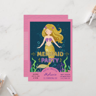 Mermaid Glitter Party Invitation
