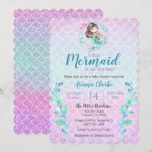 Mermaid Glitter Pink Purple Blue Girls Baby Shower