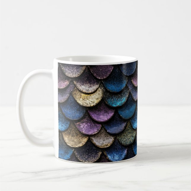 Mermaid Glitter Scale Pattern Coffee Mug (Left)
