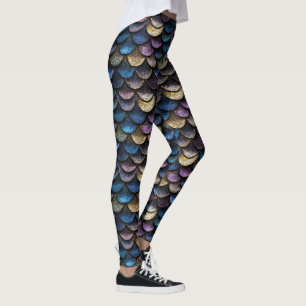 Mermaid Glitter Scale Pattern Leggings