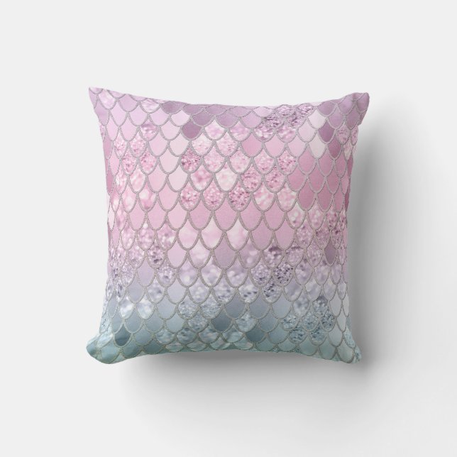Mermaid Glitter Scales #2 Cushion (Front)