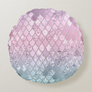 Mermaid Glitter Scales #2 Round Cushion