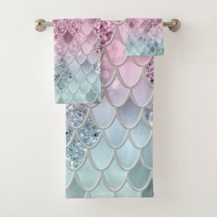 Mermaid Glitter Scales #2a (Faux Glitter) #shiny  Bath Towel Set