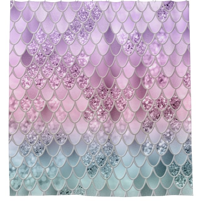 Mermaid Glitter Scales #2a (Faux Glitter) #shiny  Shower Curtain (Front)
