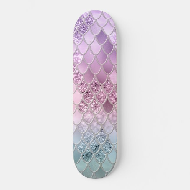Mermaid Glitter Scales #2a (Faux Glitter) #shiny  Skateboard (Front)