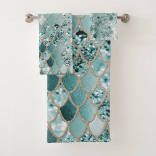 Mermaid Glitter Scales #3 #shiny Bath Towel Set