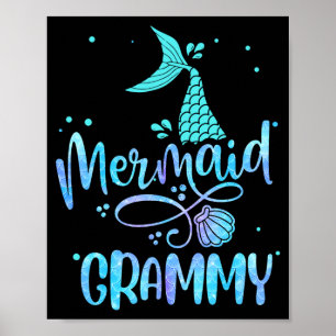 Mermaid Grammy Funny Women Family Matching Party Poster