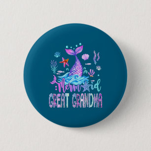 Mermaid Great Grandma Family Matching Birthday Gir 6 Cm Round Badge