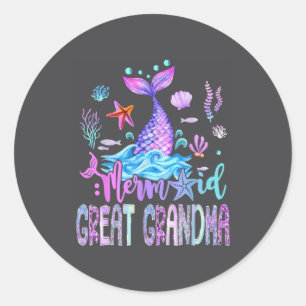 Mermaid Great Grandma Family Matching Birthday Gir Classic Round Sticker