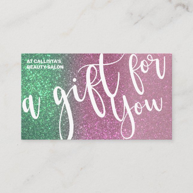 Mermaid Green Pink Triple Glitter Gift Certificate (Front)