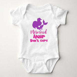 Mermaid Hair Don't Care, Mermaid Silhouette, Tail Baby Bodysuit