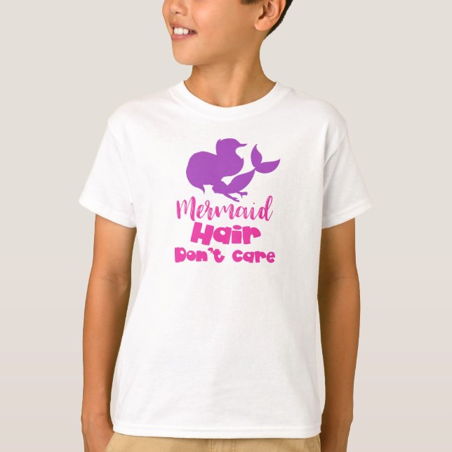 Mermaid Hair Don't Care, Mermaid Silhouette, Tail T-Shirt (Front)