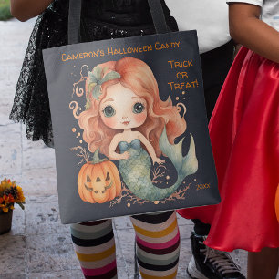 Mermaid Halloween Candy Trick or Treat Tote Bag