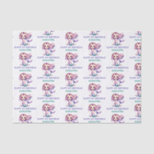 Mermaid happy 1st birthday purple and turquoise tissue paper