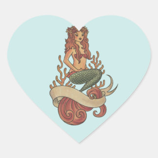 mermaid heart sticker