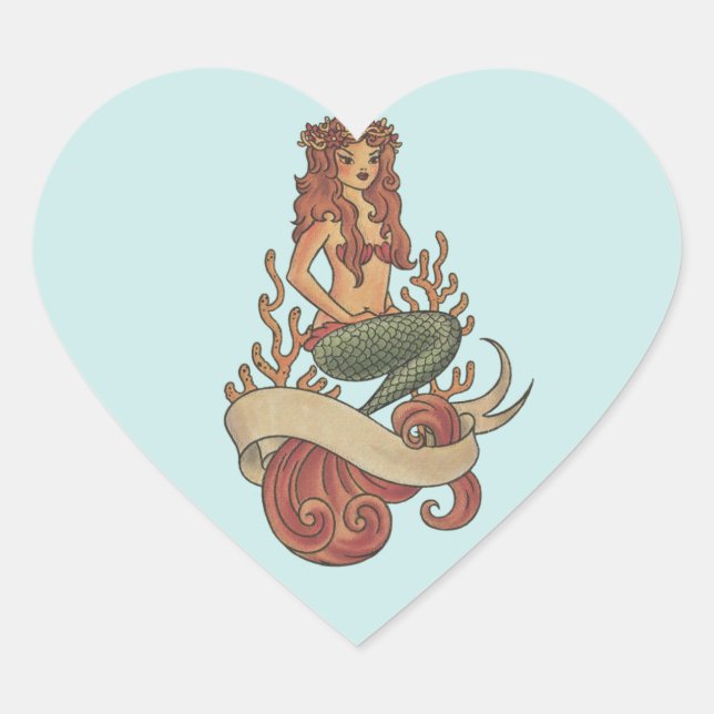 mermaid heart sticker (Front)