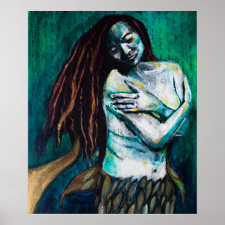 Mermaid Holding Herself Tenderly Poster