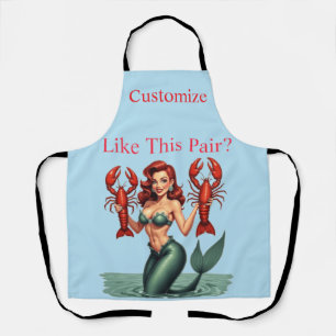 Mermaid Holding Lobsters Thunder_Cove Apron