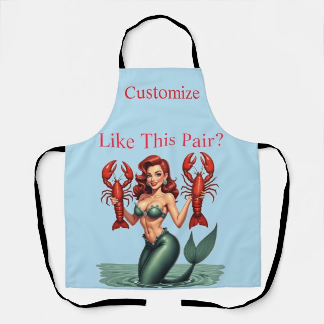 Mermaid Holding Lobsters Thunder_Cove Apron (Front)