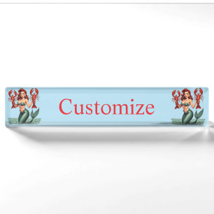Mermaid Holding Lobsters Thunder_Cove Nameplate
