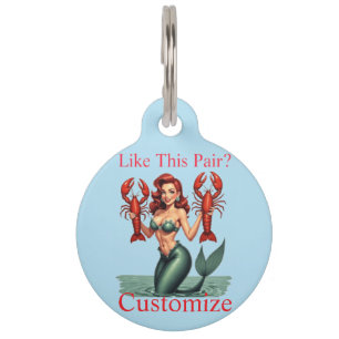 Mermaid Holding Lobsters Thunder_Cove Pet Tag
