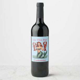 Mermaid Holding Lobsters Thunder_Cove Wine Label