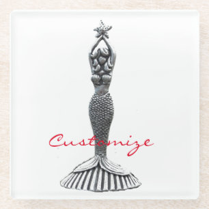 Mermaid Holding Star Thunder_Cove Glass Coaster