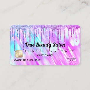 Mermaid Holographic Glitter Drips Gift Credit Business Card