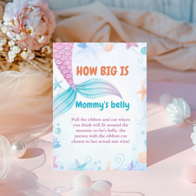 Mermaid  How Big is mummy's belly Baby Shower Game Pedestal Sign (Creator Uploaded)